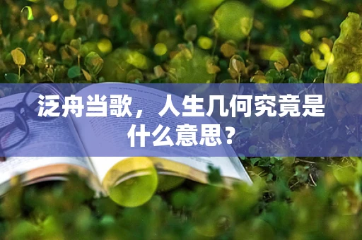 泛舟当歌，人生几何究竟是什么意思？