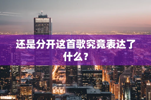 还是分开这首歌究竟表达了什么？