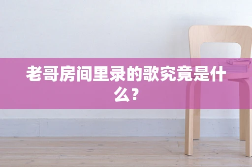 老哥房间里录的歌究竟是什么？
